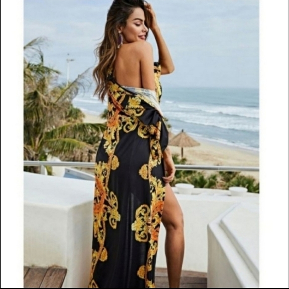 NEW Max Exposure One piece Suit Matching Maxi Cover Up Tall Vacation Resort Wear - Picture 2 of 10